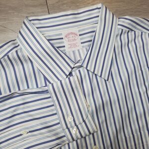 Brooks Brothers Mens 17.5-4/5 Non-Iron  Traditional Fit Striped Dress Shirt